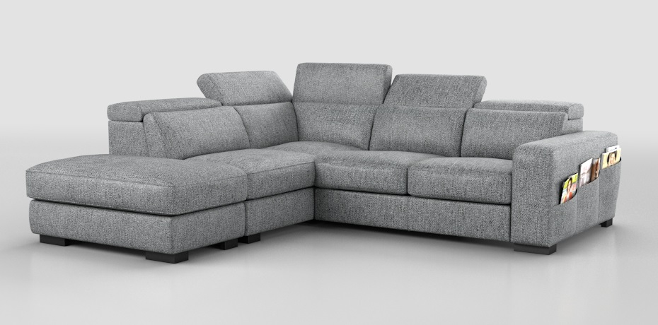 Melizzano - maxi corner sofa with sliding mechanism left peninsula with pocket organiser